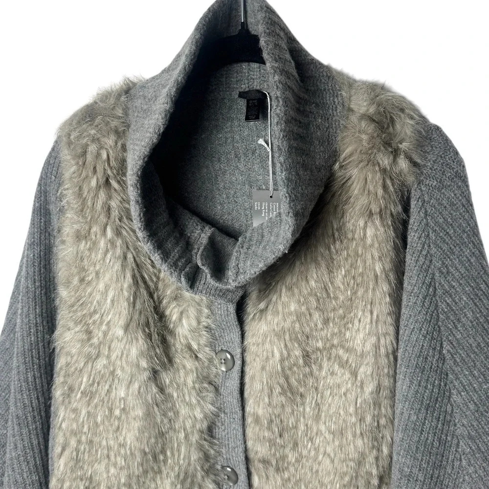 NEW Nordstrom Lamb's Wool Blend Faux Fur Wrap Shawl Cardigan Luxury Chic OS